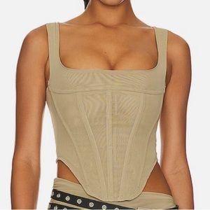 New Miaou Campbell Corset Top Silver Sage Green Grey Medium